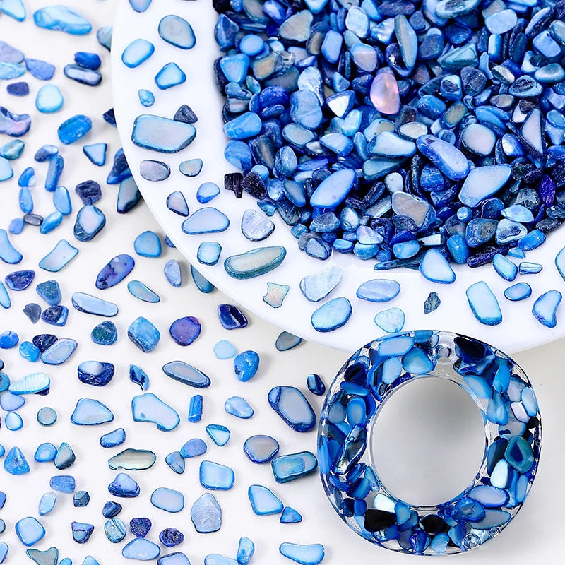 50g Crushed Shells Natural Pearl Light Nail Seashell Slices Particle Shell Charm for DIY Art Crafts Table Scatter Party Favor Qme Blue