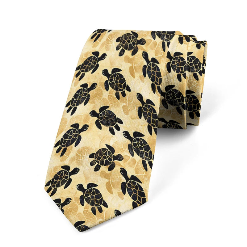 Funny Cartoon Tortoise Print Tie Unisex Fashion Business Men's Casual Qme style9