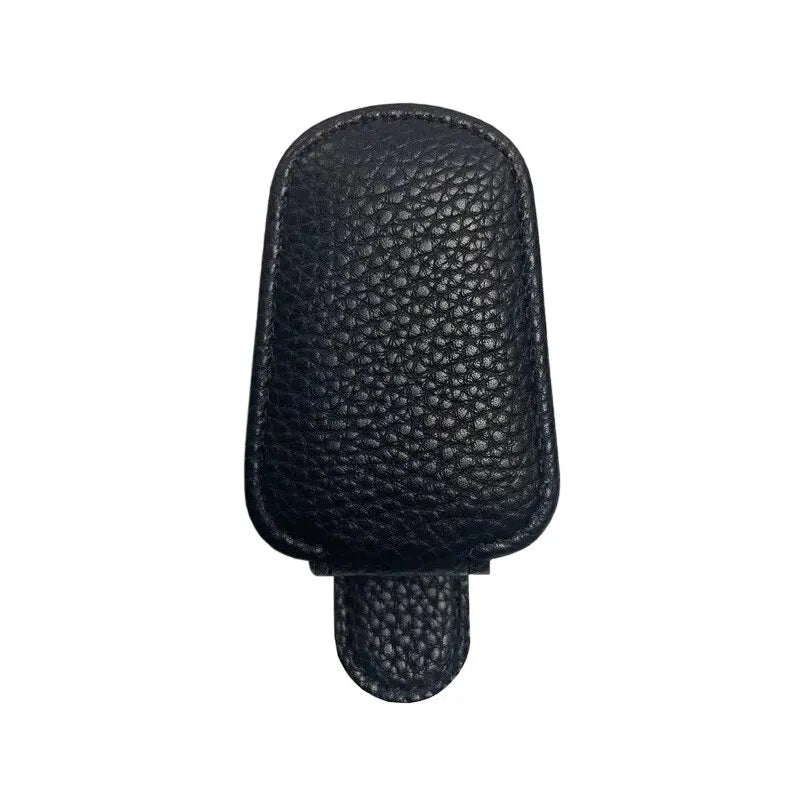 Black PU Leather Car Sunglasses Clip Sun Visor Card Creative Multifunctional Magnetic Suction Stable Convenient Storage Clips Qme