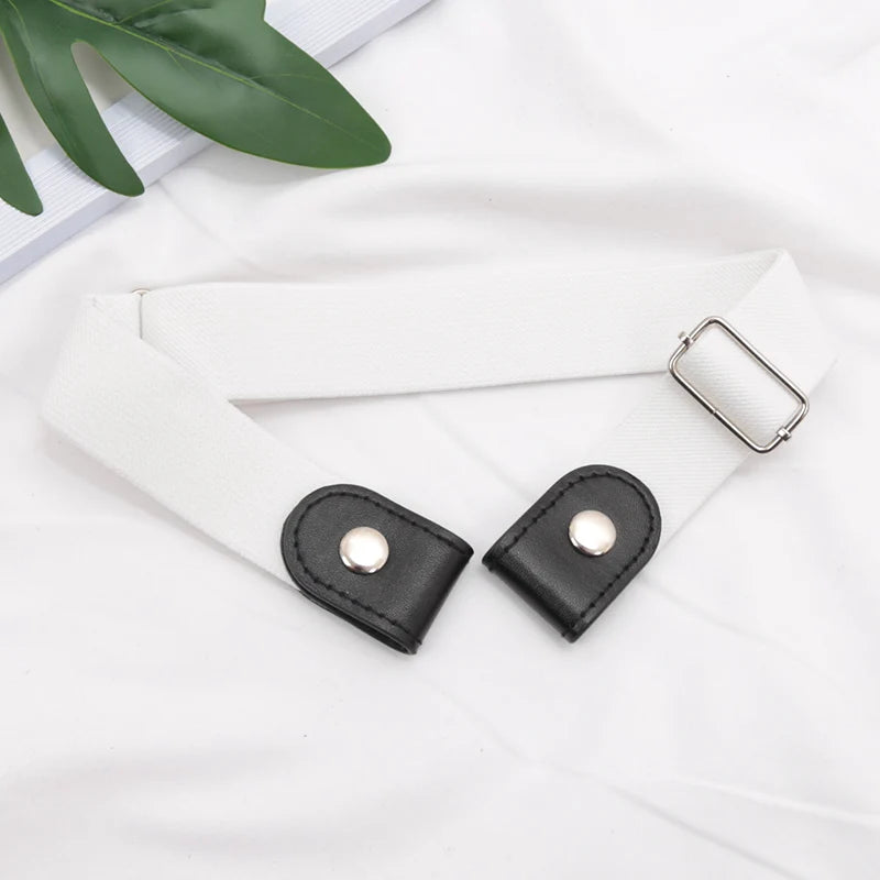 Adjustable Buckle-Free Belt for Women Girls Jeans Pants Dress No Buckle Stretch Elastic Waist Belt, No Bulge, No Hassle Belts Qme WHITE