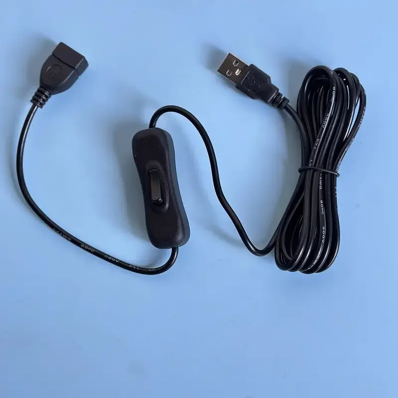 1PCS USB Extension Power Cable USB Male to Female Switch Cable 501 Button Switch 5m Long Switch Cord Qme Black