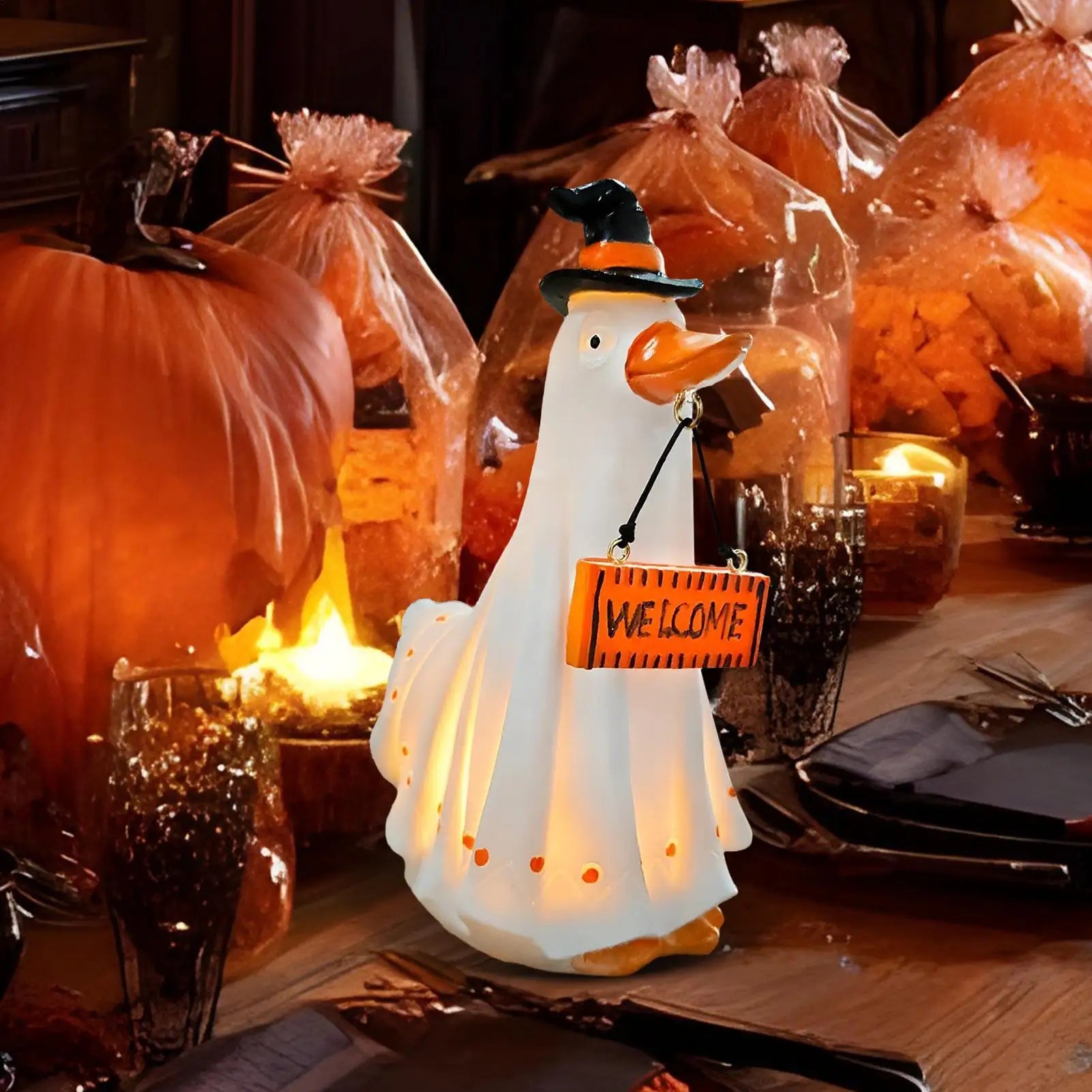 Halloween Figurines Spooky Resin Ghost Animal Statue Decorations Qme