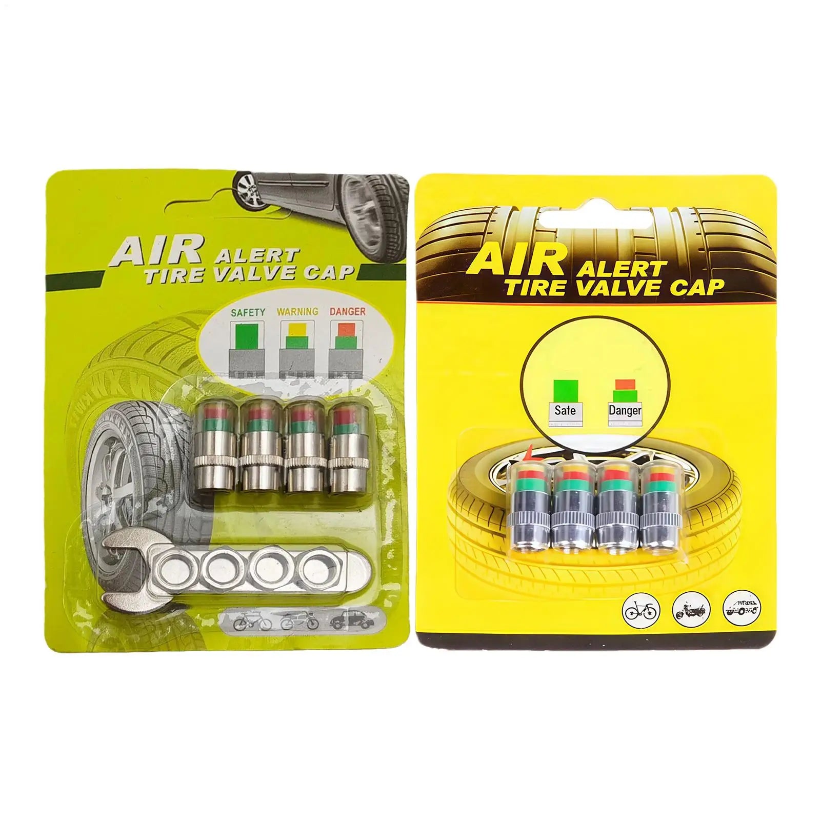 Tire Pressure Monitoring Caps 4 Pieces Gauge Alert Tire Pressure Monitor Valve Stem Caps for Long-Distance Travel Motorcycle Qme