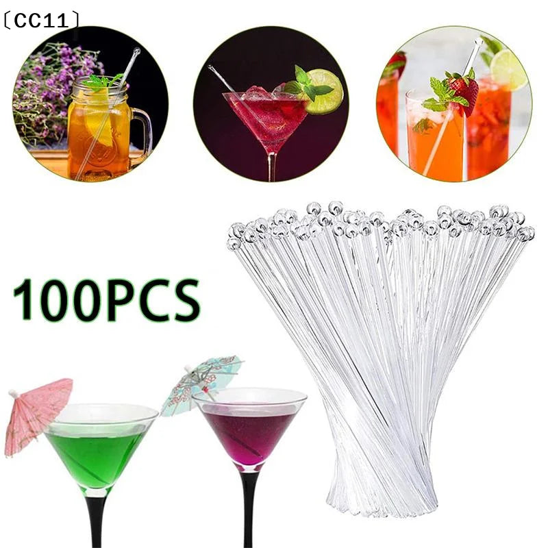 Transparent Cocktail Drink Bar Muddler Round Head Plastic Stirring Qme