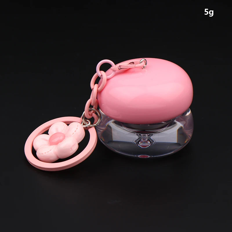 Mini Empty Plastic Lip Mask Jars Keychain Pendant Balm Cans Cream Qme Pink