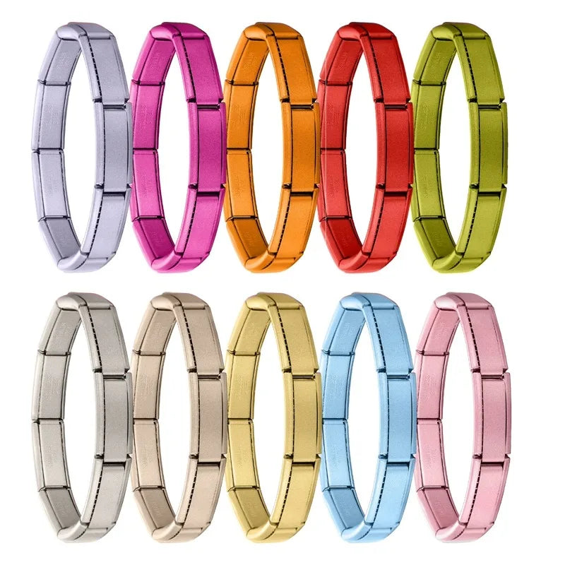 Premium Italian Charm Stainless Steel Bracelets For Women Men 20mm*9mm Width Elastic DIY Modular Bracelet Jewelry Gift Wholesale Qme