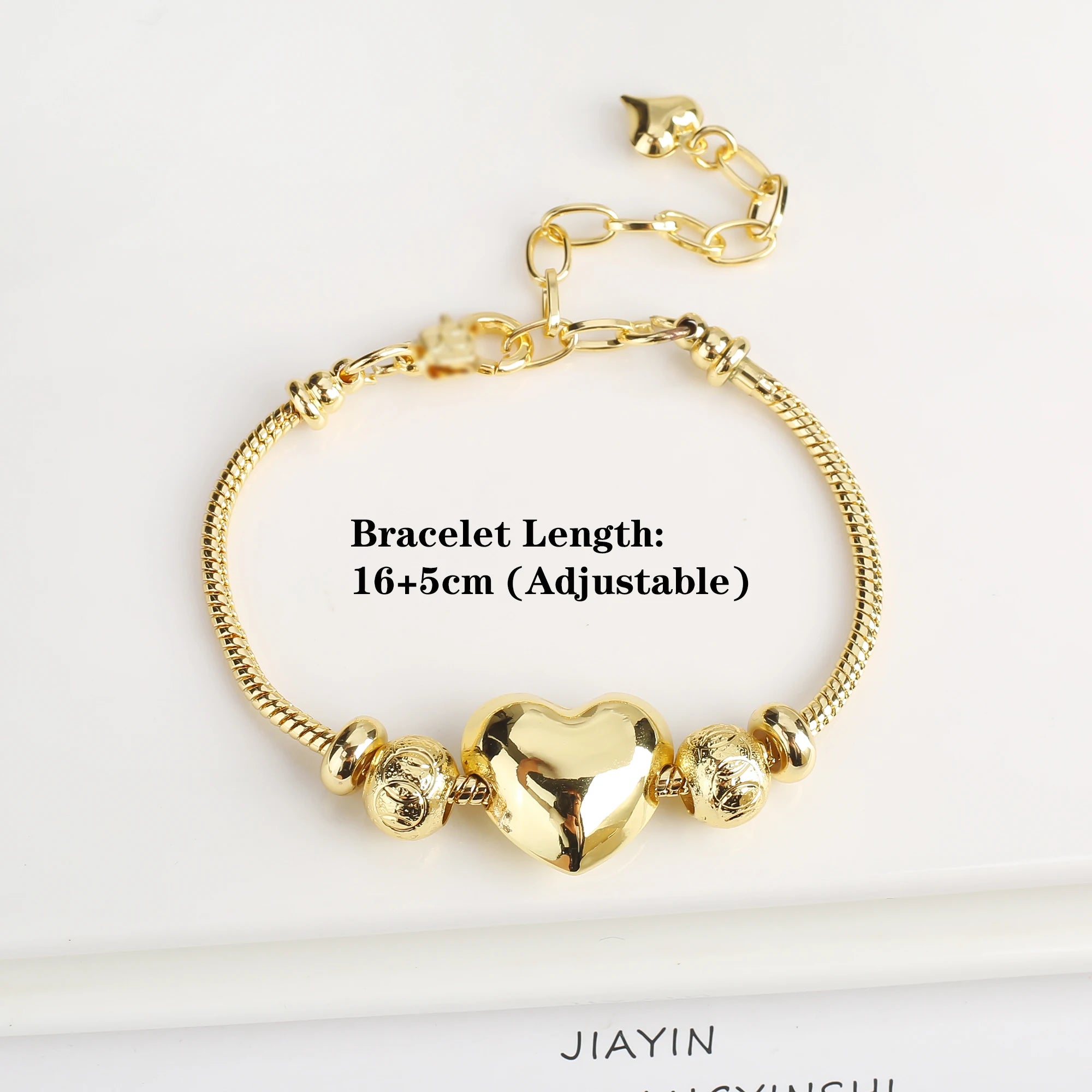 Sweet Romantic Glossy Heart Shape Snake Bone Chain Bracelet Adjustable For Women Wrist Jewelry Engagement Wedding Party Gifts Qme