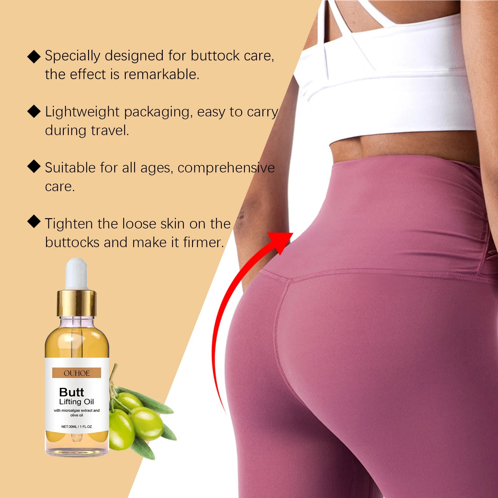 Hip Lifting Oil Buttock Lifting Oil Firming Nourishing Moisturize Tighten Shaper Bum Sexy Body Butt Massage Care Essential Oil Qme