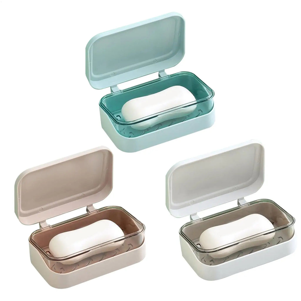 Soap Dish with Lid Soap Dish with Drainage Tray Dustproof Container with Lid for Kitchen Shower Bathroom Camping Sink Bathtub Qme