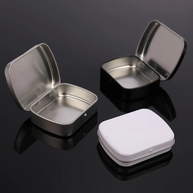 Survival Small Empty Metal Silver Black Flip Storage Box Case Key Qme