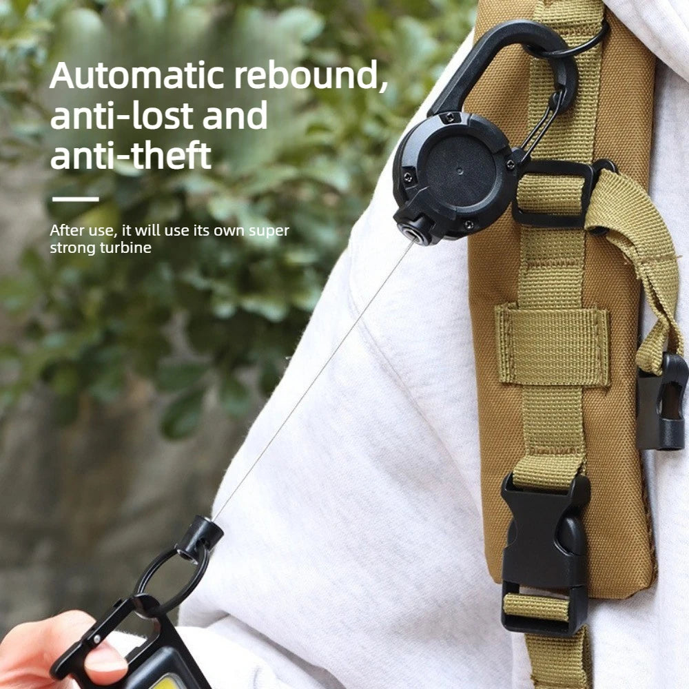 Retractable Steel Wire Key Reel Carabiner Buckle Heavy Duty Spring Key Ring Portable Key Tool For Outdoor Sports Use Qme
