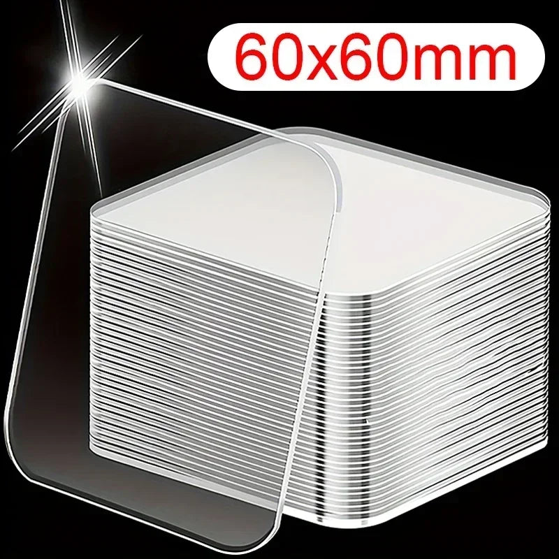 Double Sided Transparent Nano Tape Strong Self Adhesive Paste Wall Stickers Home Kitchen Bathroom Seamless Waterproof Tapes Qme 60x60mm 50PCS Other