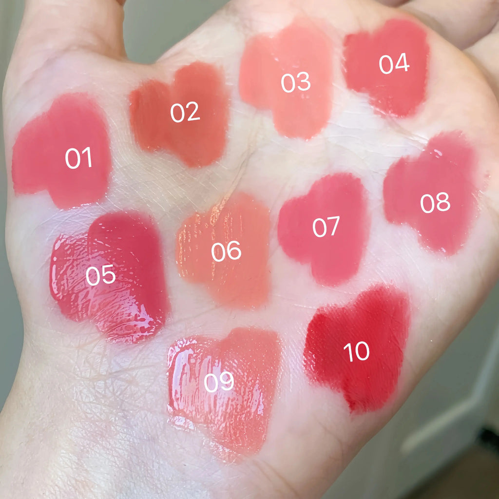 10-Color Cute Cartoon Mini Mirror Lip Gloss Moisturizing Long-lasting Qme