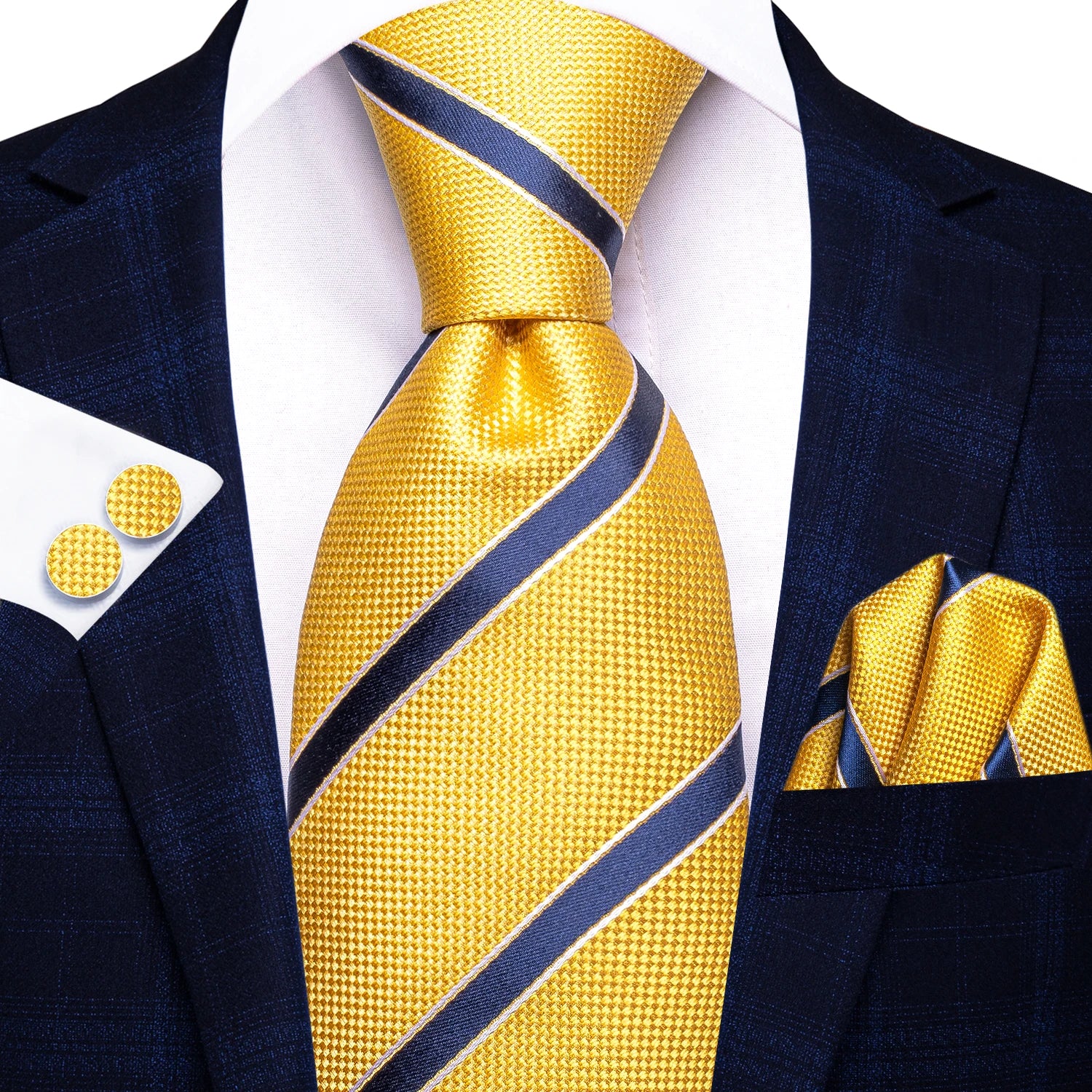 Black Green Striped Ties Men Wedding Accessories Mens Necktie Pocket