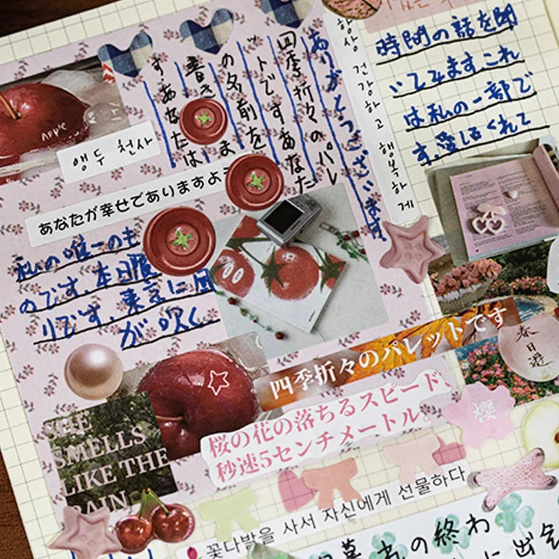 Die-Cut Sticker Book - Japanese Food & Dessert Vintage Showa Style, Glitter Matte Glossy Finish, School Stationery Supplies Qme