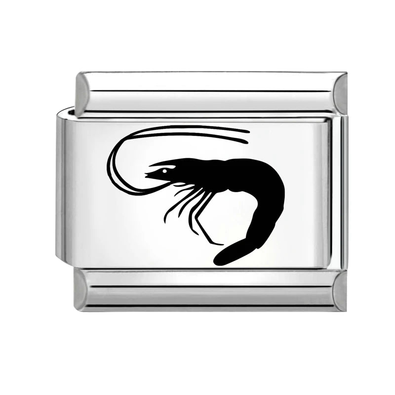 2026 Design Jellyfish Shell Pearl Turtle Laser Engraving Italian Charm Links Stainless Steel Fit 9mm Bracelet Jewelry DIY Making Qme Style 10