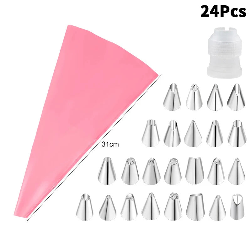 CC11Stainless Steel Piping Nozzle Kitchen Cake Icing Cream Decor Tool Qme 24 Pink