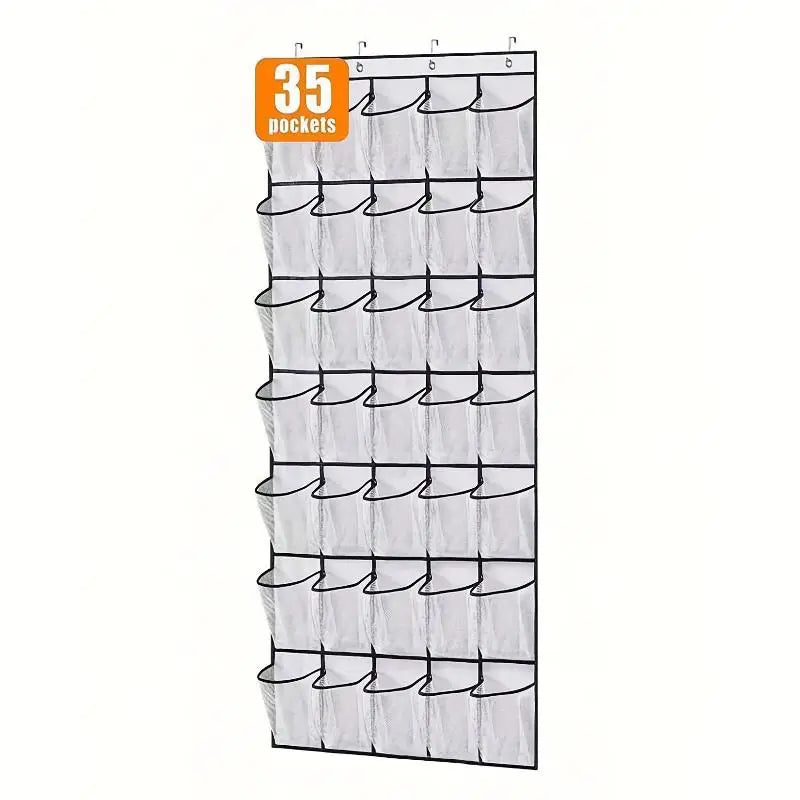 24 28 35 40 Large Mesh Pockets Hanging Shoe Organizer Closet Rack Qme 35 grids White