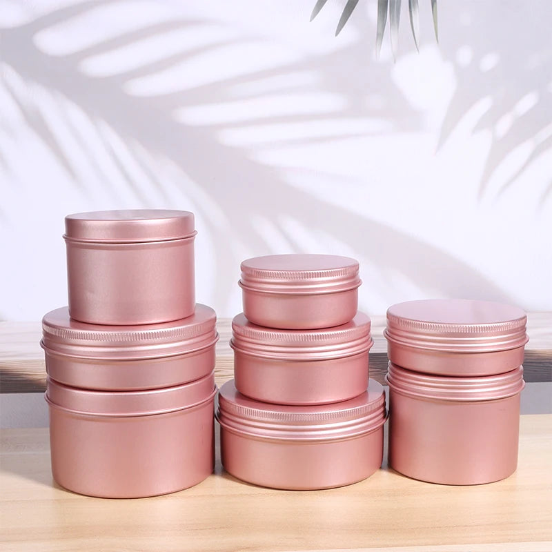 5 Refillable Cream Jars Tin Containers Screw-top Lids Lip Balm Nail Qme