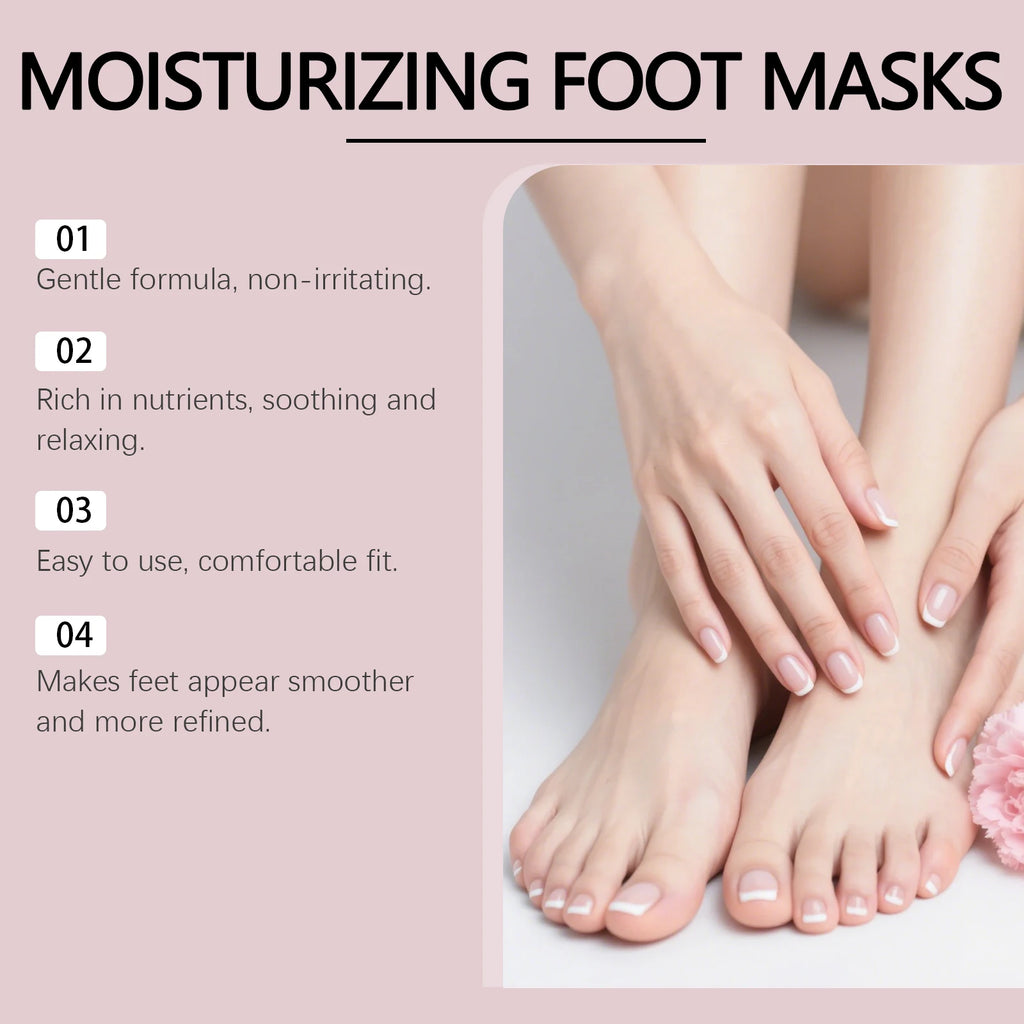Shea Butter Moisturizing Foot Mask Gentle Exfoliation Remove Dead Skin Relieve Foot Soft Smooth Hydrated Feet Masks Skin Care Qme