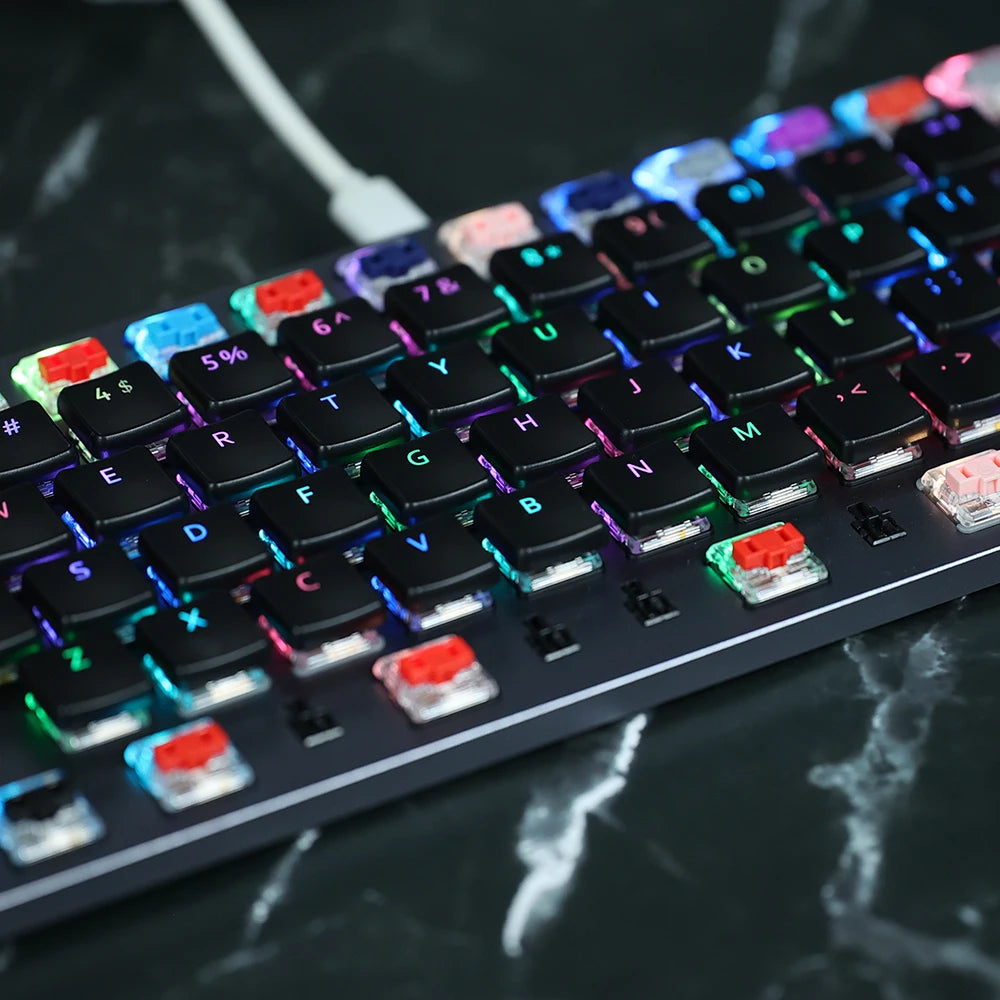 CFX Black Transparent Low Profile PBT Choc Keycaps RGB for Kailh 1350 Low Profile Switch Mechanical Keyboard Ultra Thin Keycaps Qme