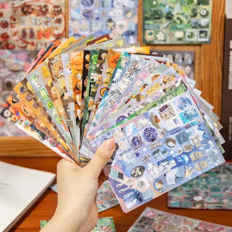 30 Sheets Y2K Style Cut Film Sticker Book Japanese Stationery Stickers Journal Handbook Scrapbooking Kawaii Aesthetic Sticker Qme