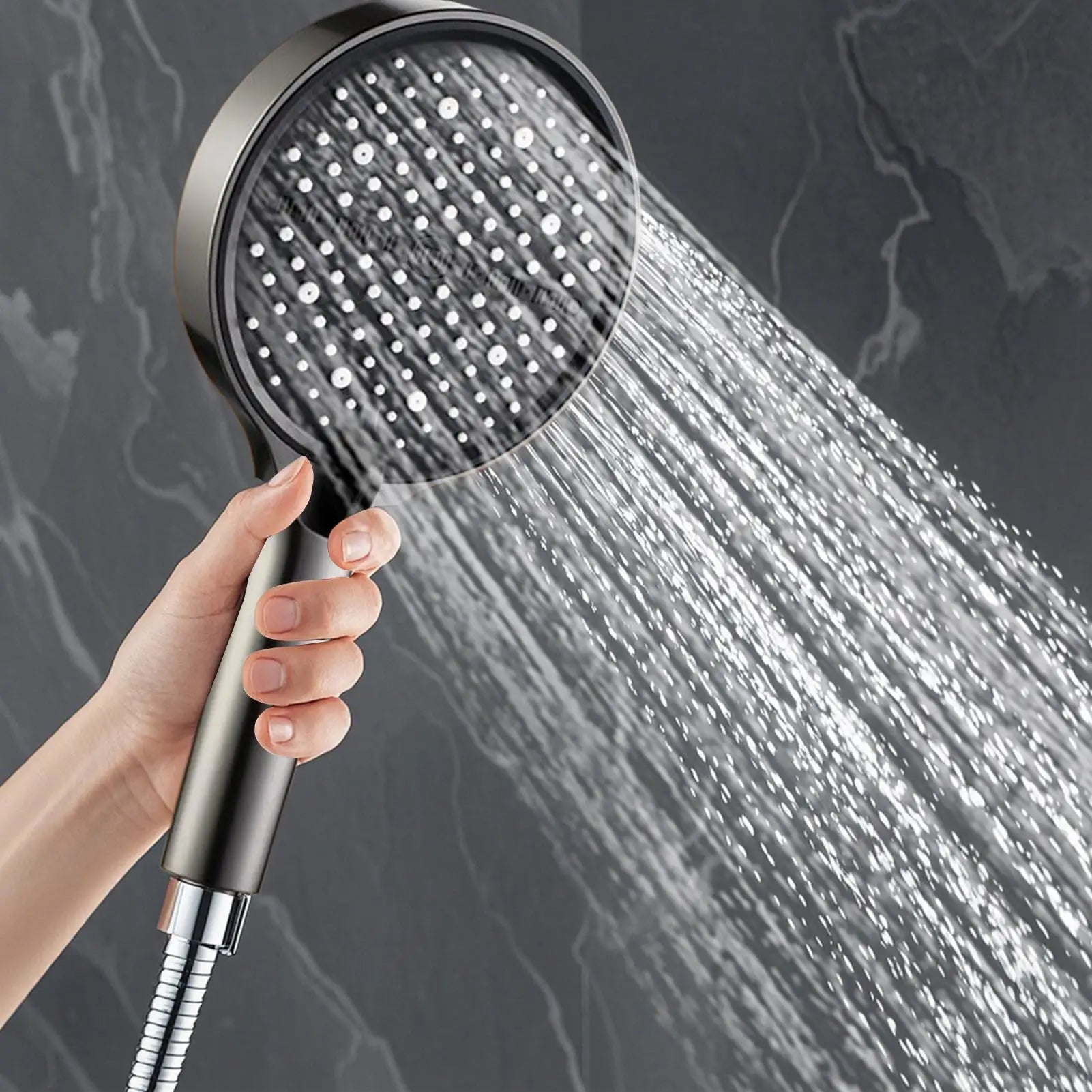 Pressure Shower Heads 7-Mode Handheld Head Rust-proof Replacement Qme