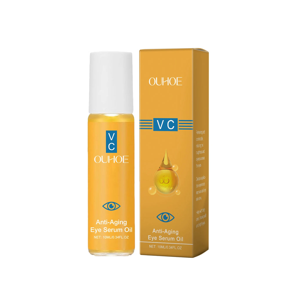 Anti Aging Eye Serum Oil Brightening Firming Fade Fine Lines Remove Puffiness Dark Circles Hydrating Smooth VC Eye Essence Oil Qme 10ml Boxed