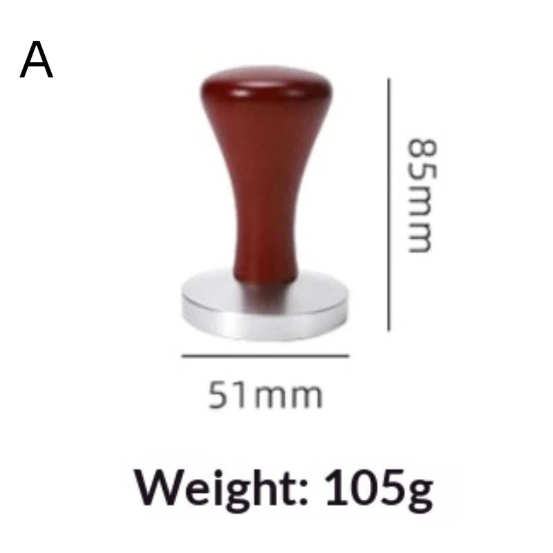 51mm 53mm Solid Wood Handle Coffee Tamper Flat Base Professional Espresso Press Barista Making Tool Qme A