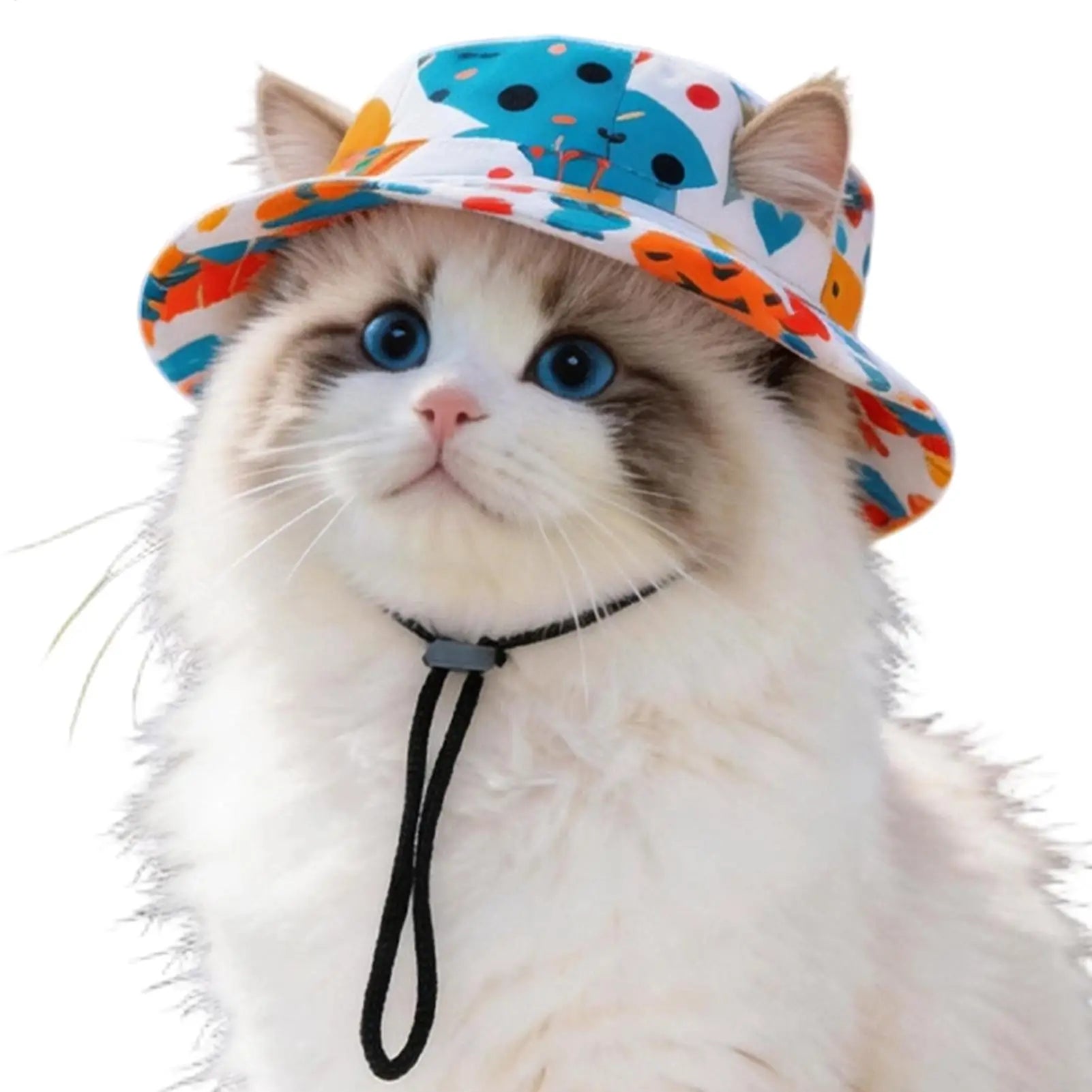 Pet Sun Hat for Cats Sunlight Blocking Round Brim with Ear Holes Dog Cat Sun Protection Hat for Outings Photography Sports Qme