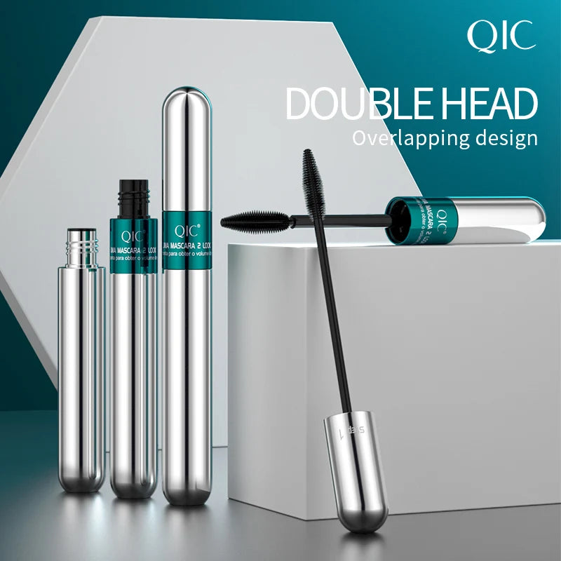 2 In 1 Dual Effect Black Waterproof Mascara 4D Lash Lengthening Thickening Curling Eye Makeup Cosmetics Qme
