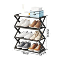 4Layer X-Type Multi Layered and Space Saving Shoe Rack,Solid Color Simple Home Assembly Shoe Rack,Suitable for Porch,Living Room Qme black