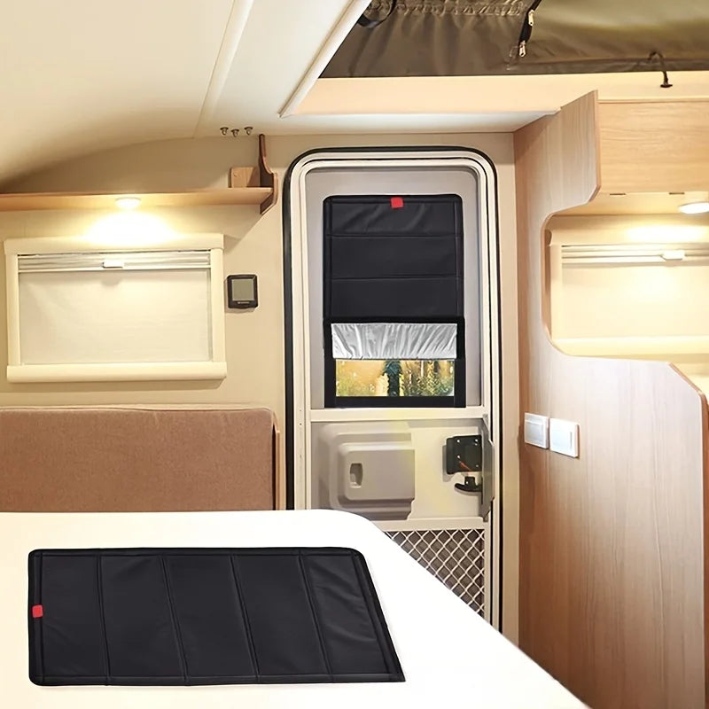 Advanced RV ventilation system and blackout curtains, easy folding design, durable fabric, lightweight sunshade curtains, Qme