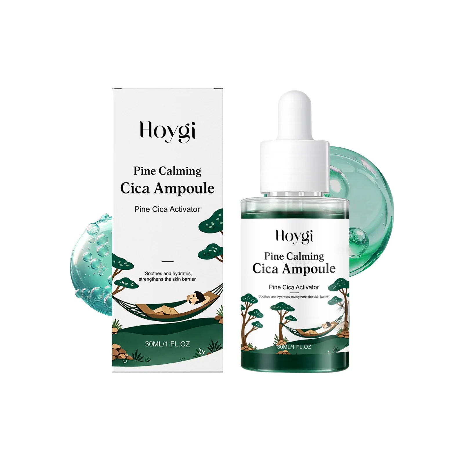 Pine Calming Cica Ampoule Hydrating Soothing Serum Hyaluronic Acid Skin Barrier Strengthening Calming Moisturizing DailySkincare Qme 30ml Boxed