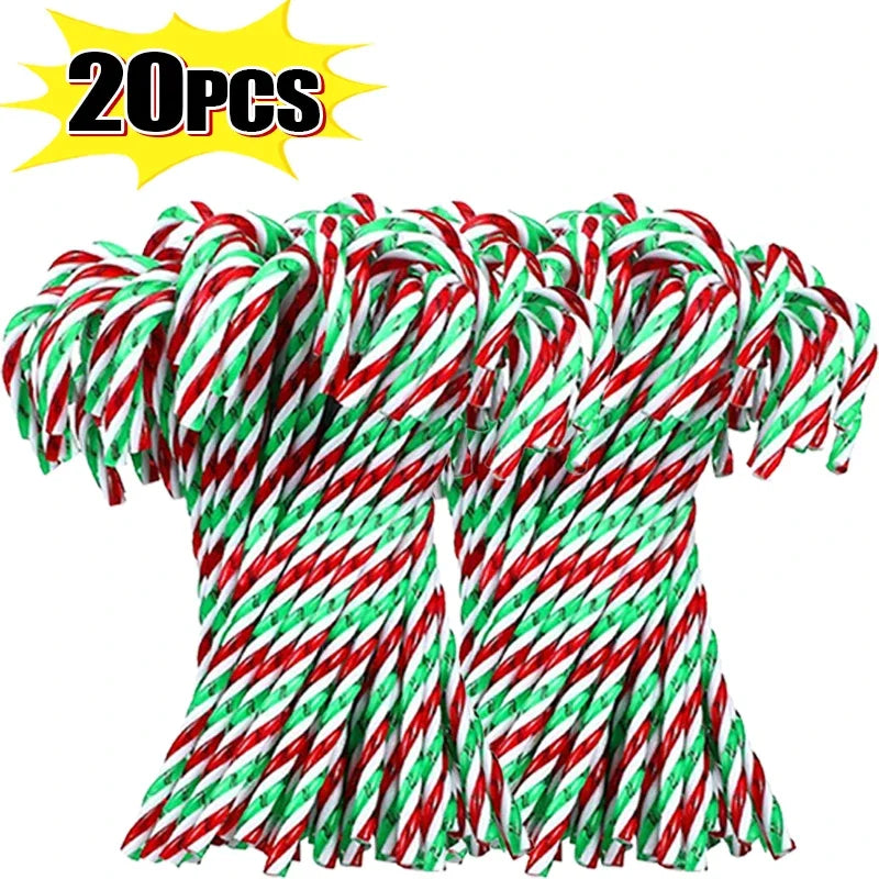 Christmas Candy Canes Xmas Tree Acrylic Crutch Hanging Pendant Ornaments New Year Party Home Decoration Kids Toy Gifts 10/20Pcs Qme Green- 20PCS