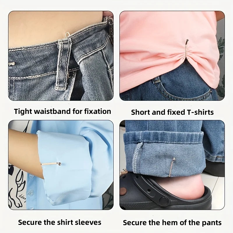 4Pcs pants invisible waist metal fixing clip, jeans waist circumference large change small artifact adjustable buckle pin clip Qme