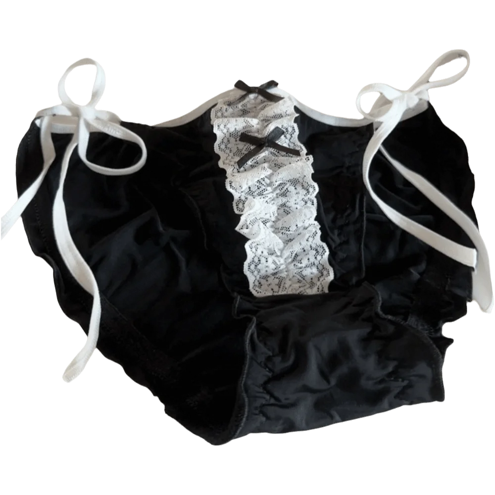 Underpants Low Waist Lace Underwear Up Lingerie Sweet Ruffle Briefs Qme Black One Size 1pc