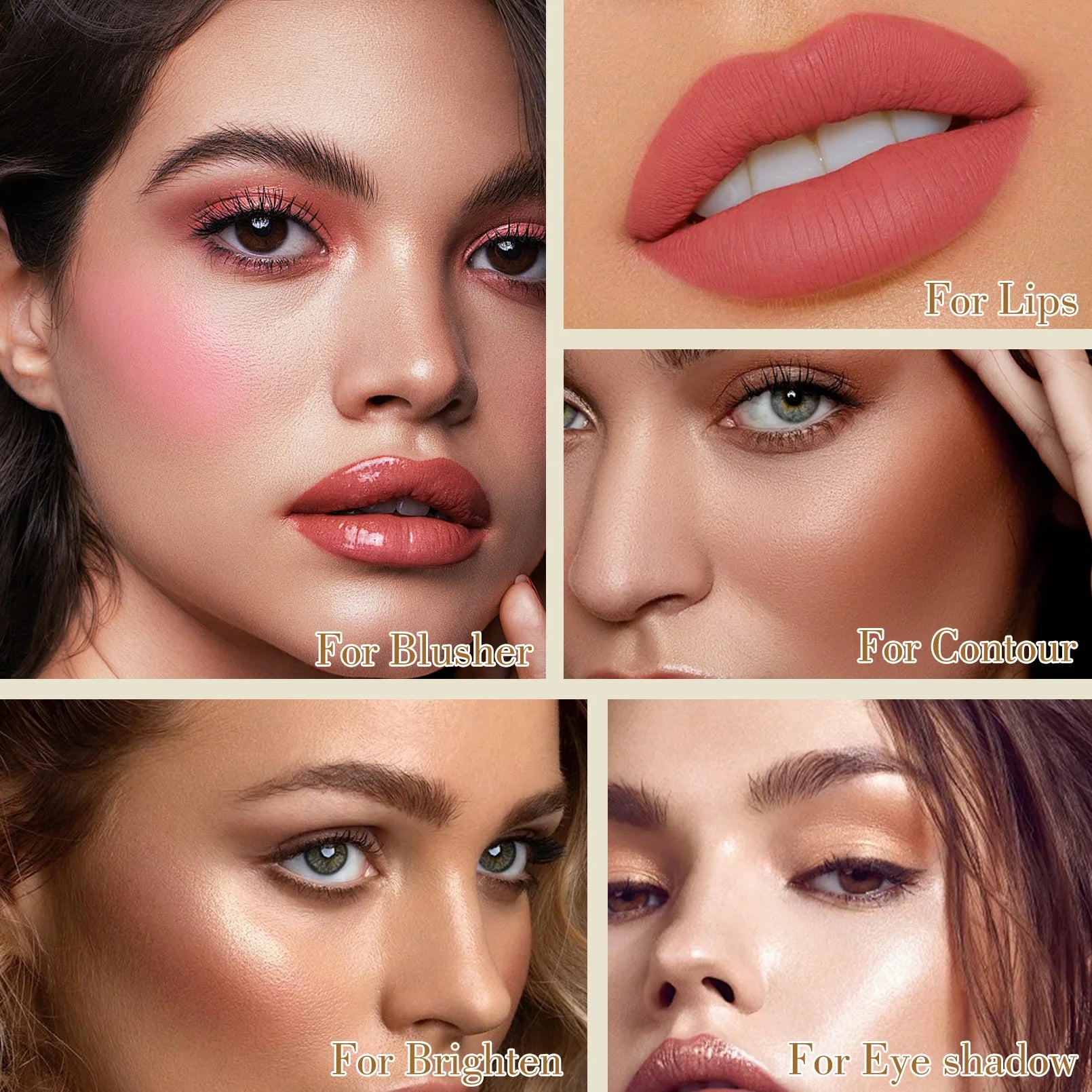 3-Piece Cream Contour Set, Contour Sticks, Highlighter Stick, Blush Stick, Including Brush, Non-Greasy Waterproof Long-Lasting Qme