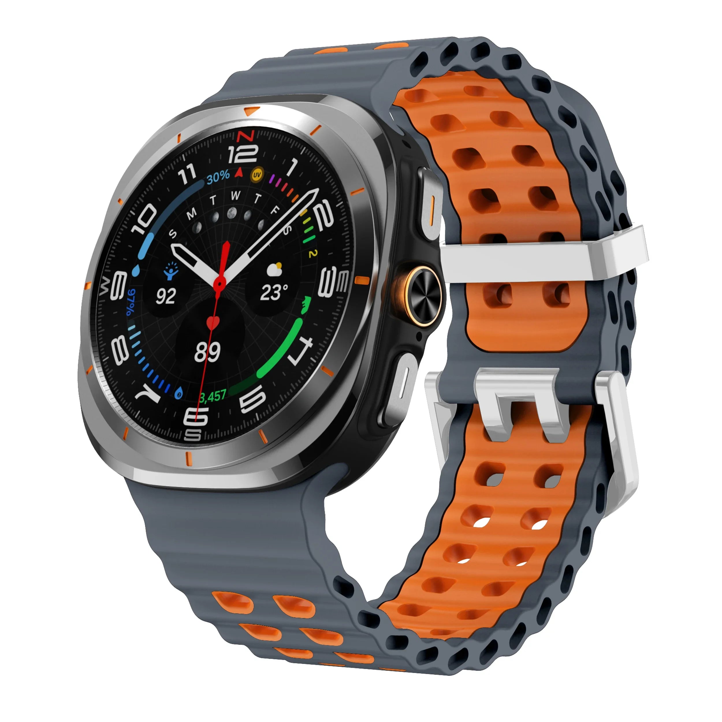 Two-Tone Sports Silicone Strap For Samsung Galaxy Watch Ultra Marine Band Bracelet For GalaxyWatch Ultra 47mm Watchband Qme Space Grey OrangeS Galaxy Watch Ultra