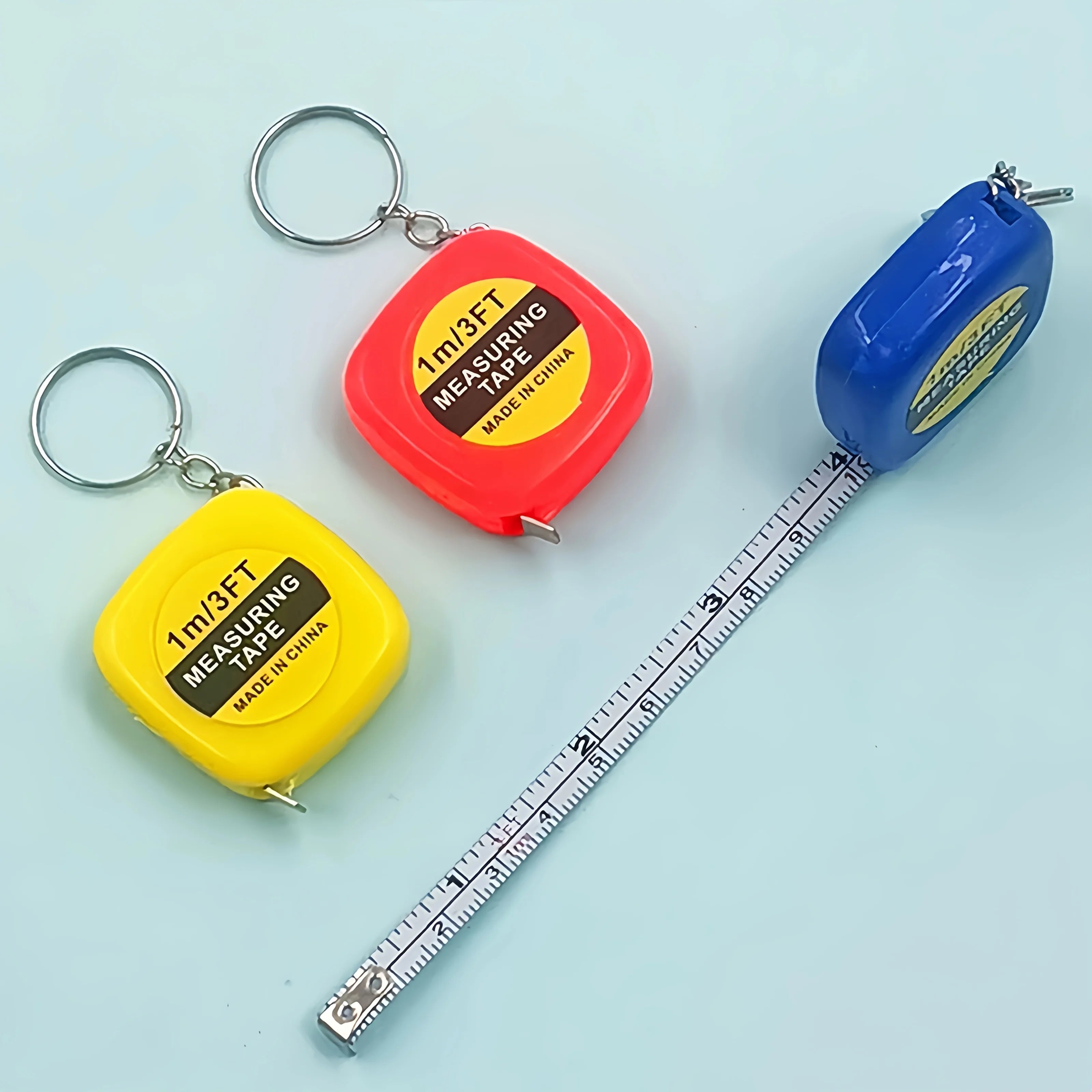 2 retractable tape measures with keychain, 1m/3ft - mini portable, easy to carry in pocket, easy to read - suitable for daily us Qme