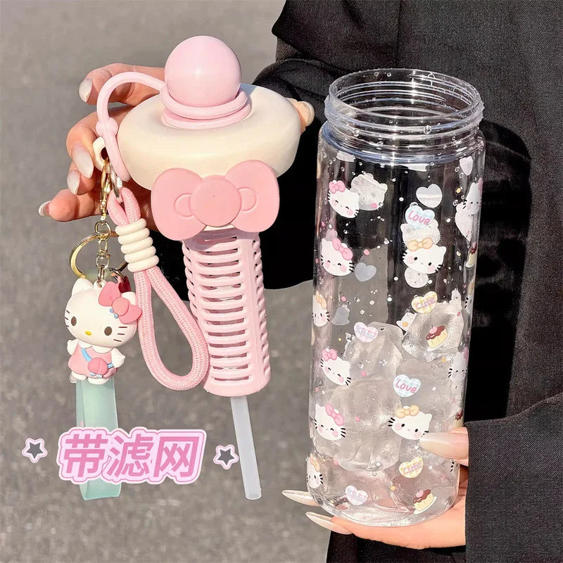 Hello Kitty Cute Cartoon Water Cup Stylish for Girls Large-Capacity Portable Summer Student Straw Cup Qme