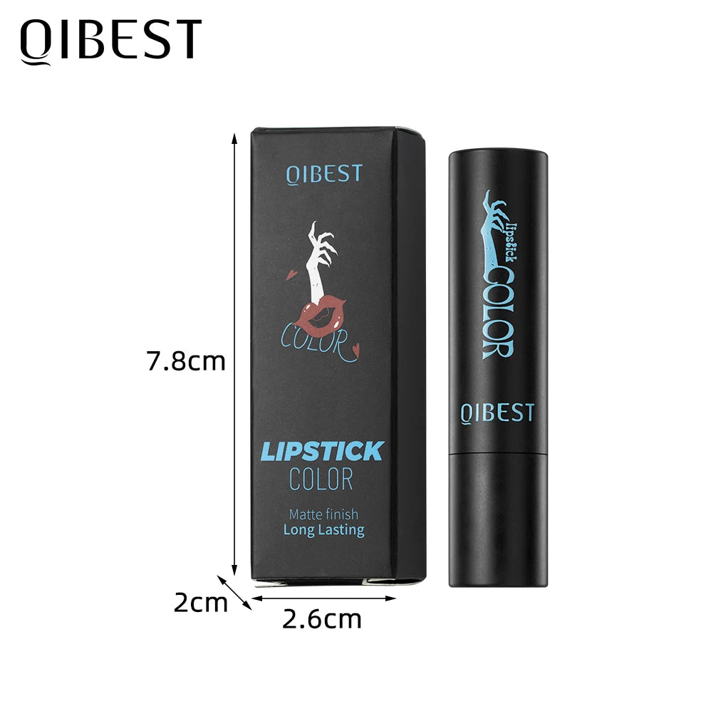 QIBEST Nude Velvet Matte Lipstick Long-lasting Highly Pigmented Lip Tint Not Stick Cups Red Green Orange Black White Lip Stain Qme