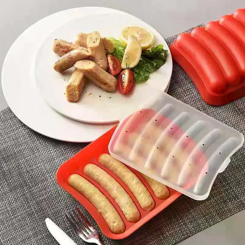 Sausage Maker Mould 6 Cavity Silicone DIY Ham Hot Dog Making Moulds With Lid Household Sausages Cake Baking Tool Molds Qme