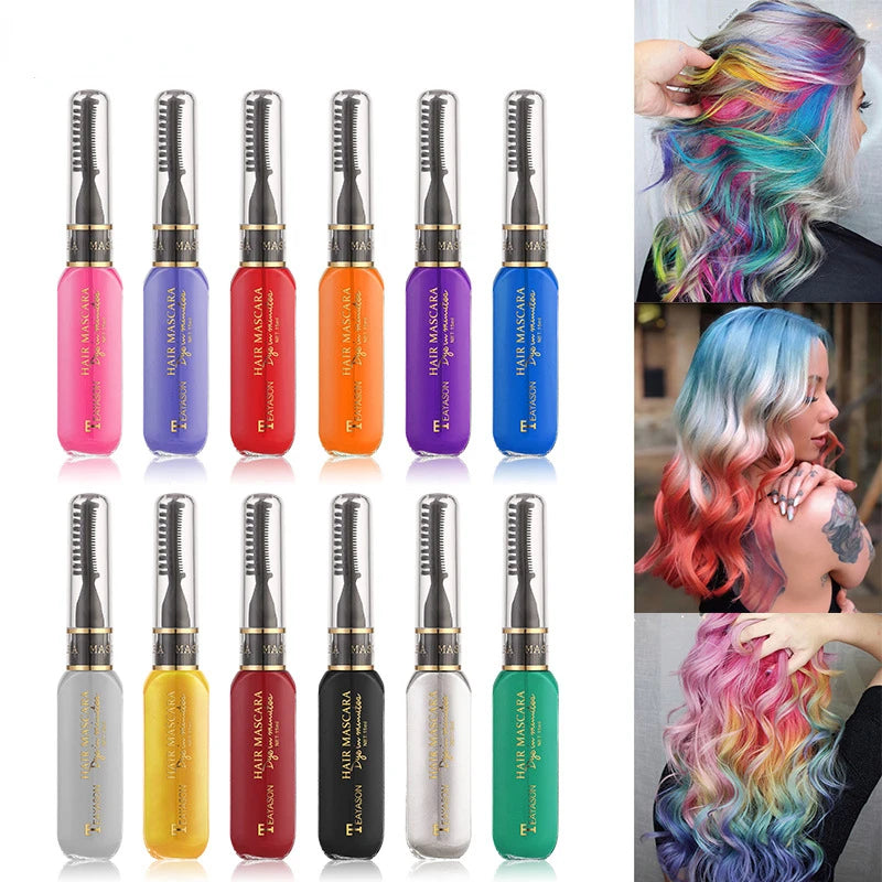 Disposable Hair Colour Dye Temporary Hair Dye Mascara Dual Purpose Washable Hair Coloring Cream DIY Dying Hairstyle Supplies Qme
