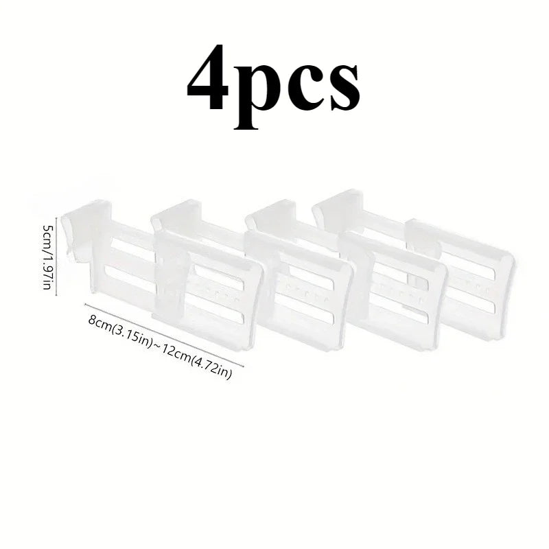 4pcs Adjustable plastic refrigerator door clamps, extendable kitchen organizing shelves,suitable for refrigerators and cabinets. Qme