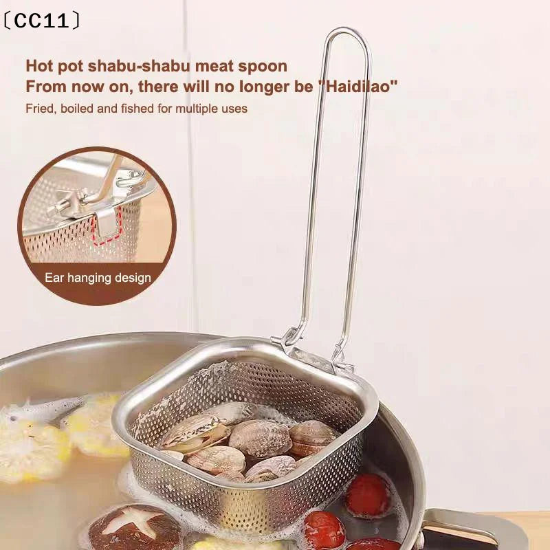 Pasta Basket Blanching Stainless Steel Fry Spaghetti Strainer Noodles Qme