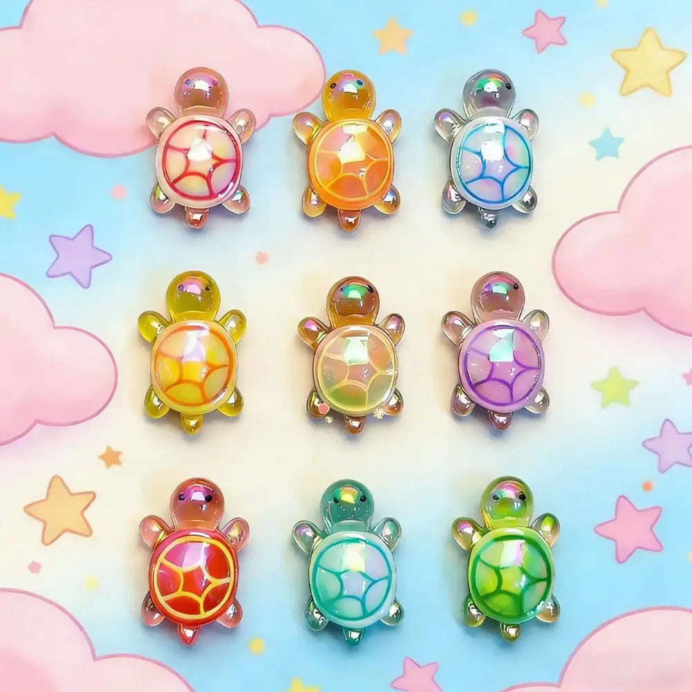 10Pcs Cute Mini Laser Turtle Ornaments Cute Mini Turtle Miniatures Micro Landscape Kids Toys Home Decor Gift New style Qme