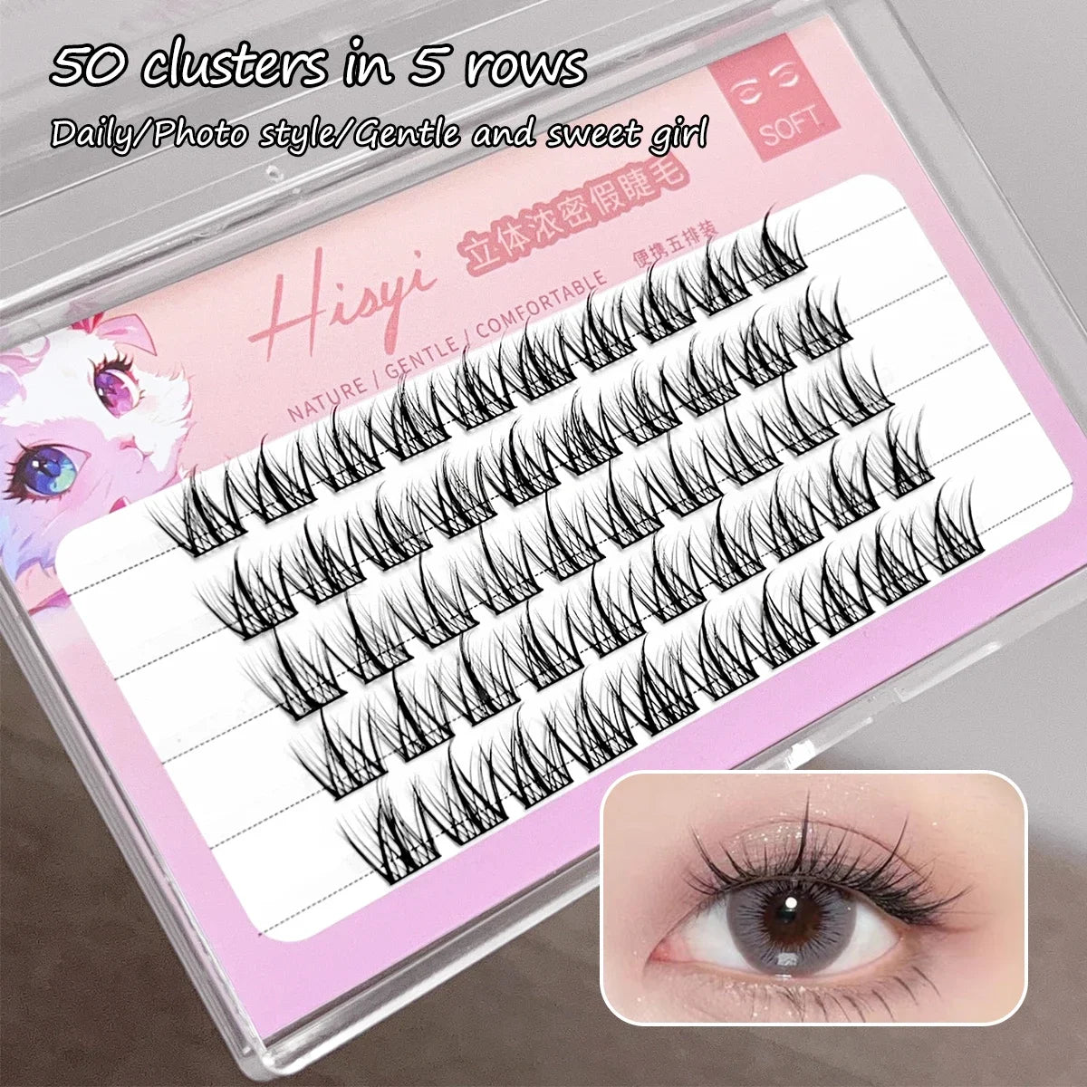 3D Wispy False Eyelashes DIY Self-adhesive In-glue Easy Apply Qme 3903-five rows