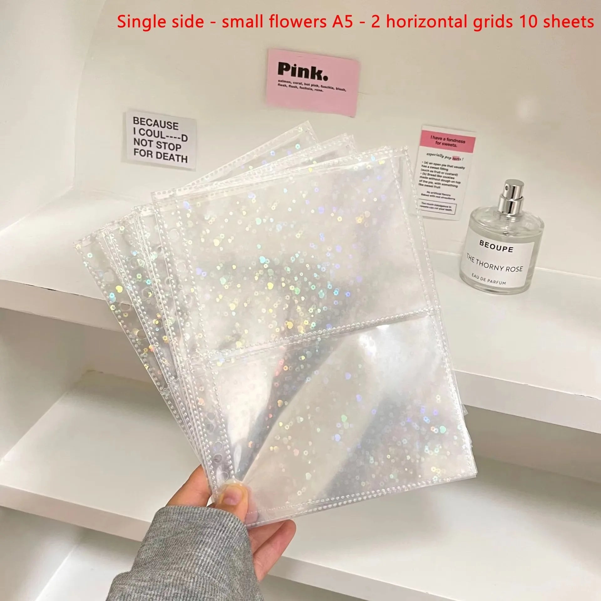 10PCS/set 1/2/4Pockets Grids Photo Album A5 Inner Page Photocard Binder Photo Sleeve 6 Ring Refill Inner Page Photocard Kpop Qme Flower 2 grid