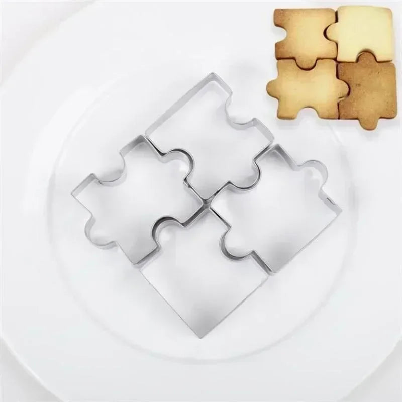 3D Cookie Puzzle Shape Stainless Steel Cutter DIY Biscuit Dessert Qme